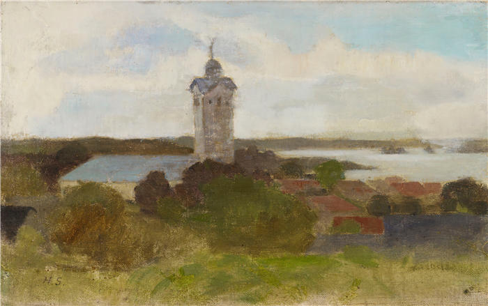 海伦娜·索菲亚(Helena Sofia，芬兰画家)作品-《埃克纳斯教堂 (1890 - 1891)》高清下载