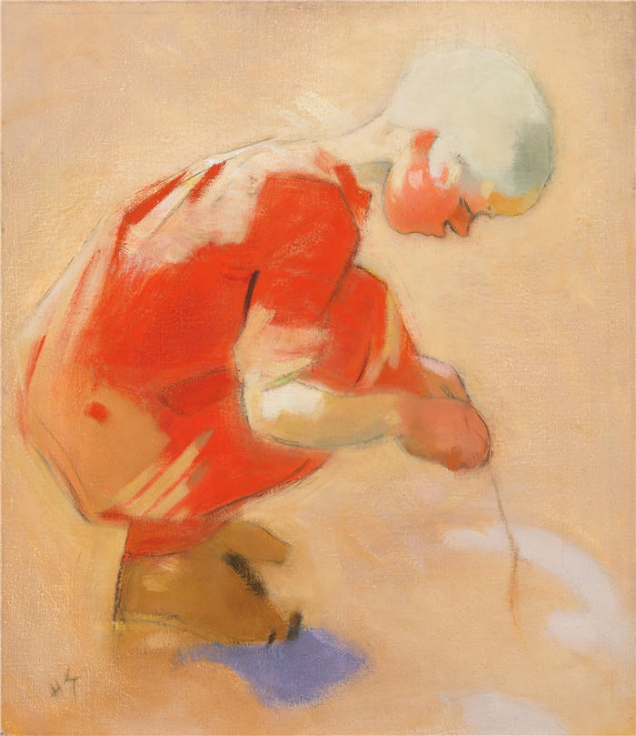 海伦娜·索菲亚(Helena Sofia，芬兰画家)作品-《沙滩上的女孩 (1912)》高清下载