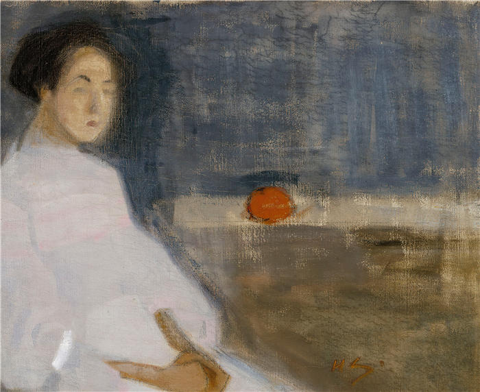 海伦娜·索菲亚(Helena Sofia，芬兰画家)作品-《有橘子的女孩，面包师的女儿 (1908 - 1909)》高清下载