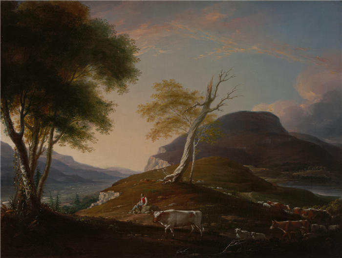 约翰·特朗布尔（John Trumbull，美国画家）高清作品-哈特福德附近西山的景色（约 1791 年）