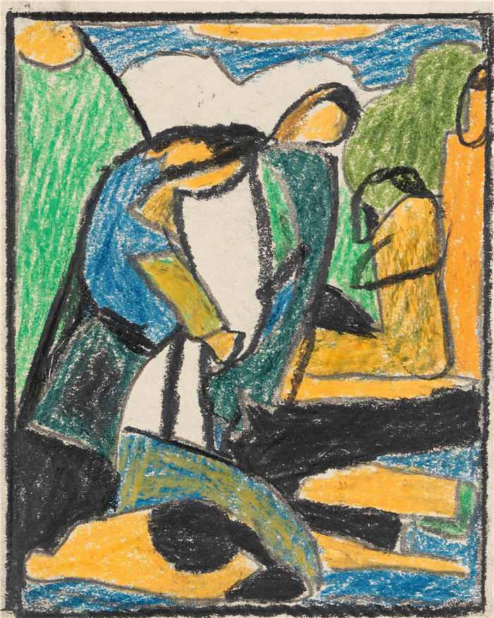 阿道夫·霍尔泽尔(Adolf Hölzel,德国画家)作品 -《人物构图 (1930)》高清下载