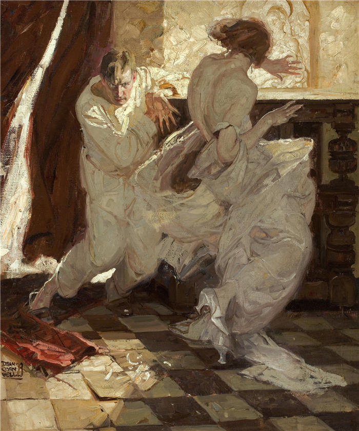 迪恩·康威尔（Dean Cornwell，美国画家）作品-危险花园 (1923)