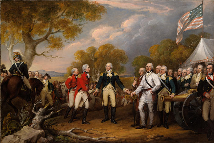 约翰·特朗布尔（John Trumbull，美国画家）高清作品-Burgoyne 将军在萨拉托加投降，10 月 16 日（1777 年）