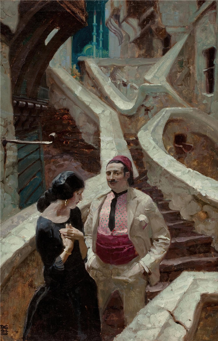 迪恩·康威尔（Dean Cornwell，美国画家）作品-诱惑之城 (1924)