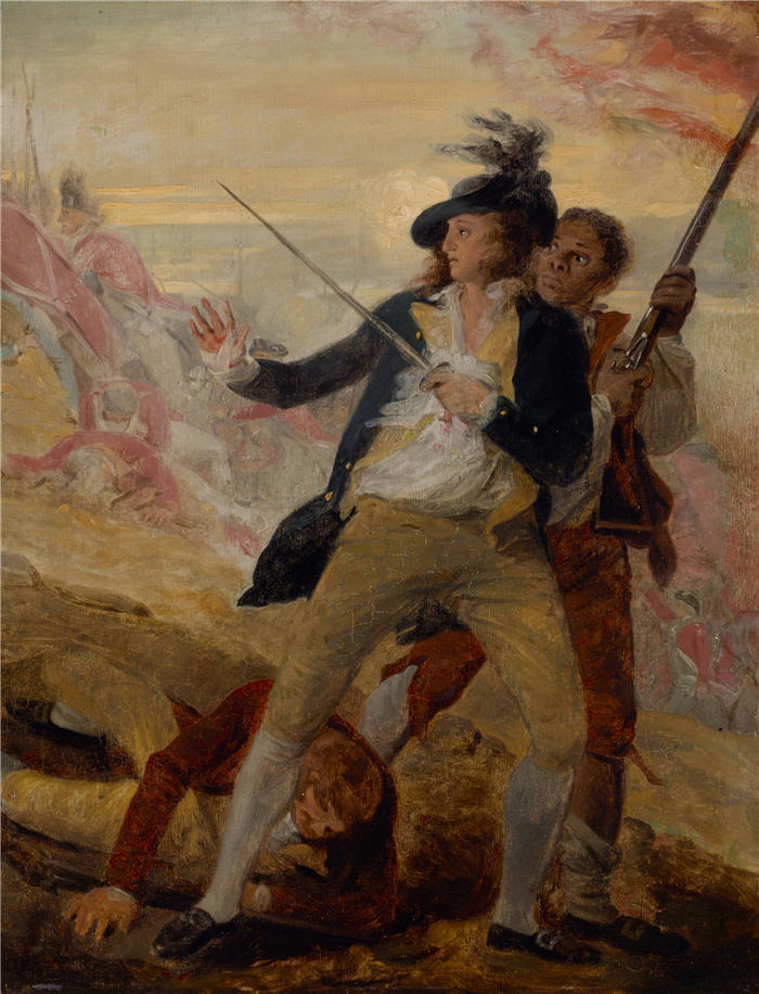 约翰·特朗布尔（John Trumbull，美国画家）高清作品-托马斯·格罗夫纳中尉和仆从（约 1797 年）
