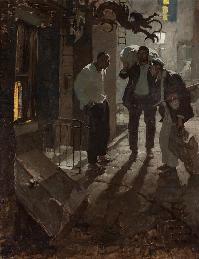 迪恩·康威尔（Dean Cornwell，美国画家）作品-十字路口的人 (1924)