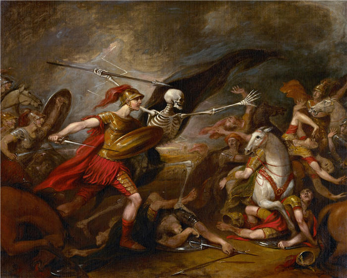 约翰·特朗布尔（John Trumbull，美国画家）高清作品-艾城之战中的约书亚 - 死亡参加（1839-40）