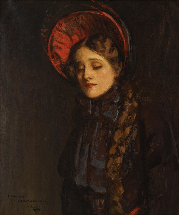 约翰·拉弗里（John Lavery，爱尔兰画家）作品-《埃德娜·梅在纽约美女 (1907)》高清下载