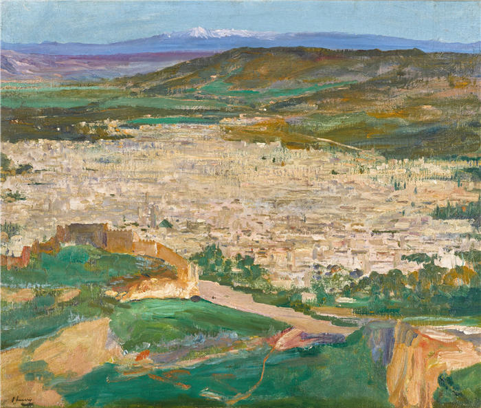约翰·拉弗里（John Lavery，爱尔兰画家）作品-《菲斯的景色 (1919)》高清下载