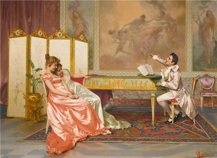 维托里奥·雷贾尼尼（Vittorio Reggianini，意大利画家）作品-《独奏会》高清下载