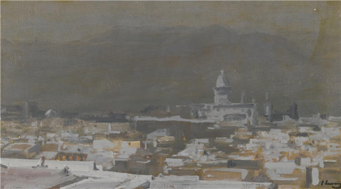 约翰·拉弗里（John Lavery，爱尔兰画家）作品-《月光，得土安，摩洛哥（1911 年）》高清下载