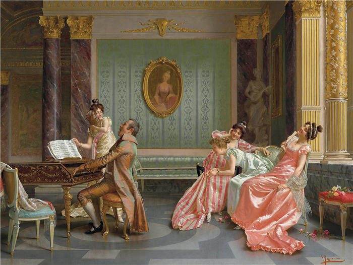 维托里奥·雷贾尼尼（Vittorio Reggianini，意大利画家）作品-《独奏会(1)》高清下载