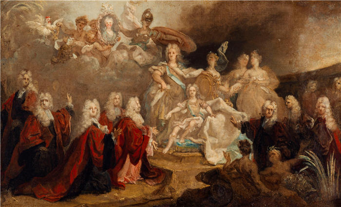 尼古拉斯·德·拉吉耶尔（Nicolas de Largillière，法国画家）作品-路易十五与 Infanta Marie-Anne-Victoire d'Espagne (1722) (1722
