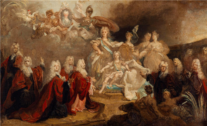 尼古拉斯·德·拉吉耶尔(Nicolas de Largillière,法国画家)作品-路易十五与 Infanta Marie-Anne-Victoire d'Espagne (1722) (1722
