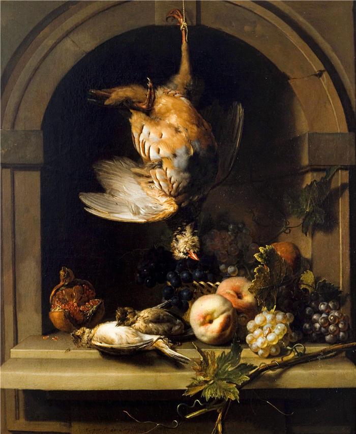 尼古拉斯·德·拉吉耶尔(Nicolas de Largillière,法国画家)作品-利基中的红鹧鸪(1680-1685)
