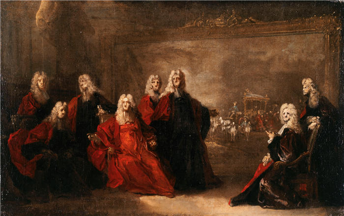 尼古拉斯·德·拉吉耶尔（Nicolas de Largillière，法国画家）作品-路易十五与 Infanta Marie-Anne-Victoire d'Espagne 订婚的寓言 (1722)