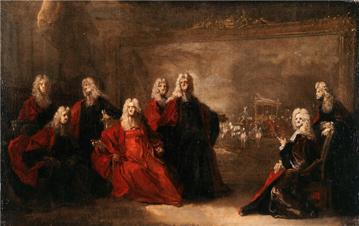尼古拉斯·德·拉吉耶尔(Nicolas de Largillière,法国画家)作品-路易十五与 Infanta Marie-Anne-Victoire d'Espagne 订婚的寓言 (1722)