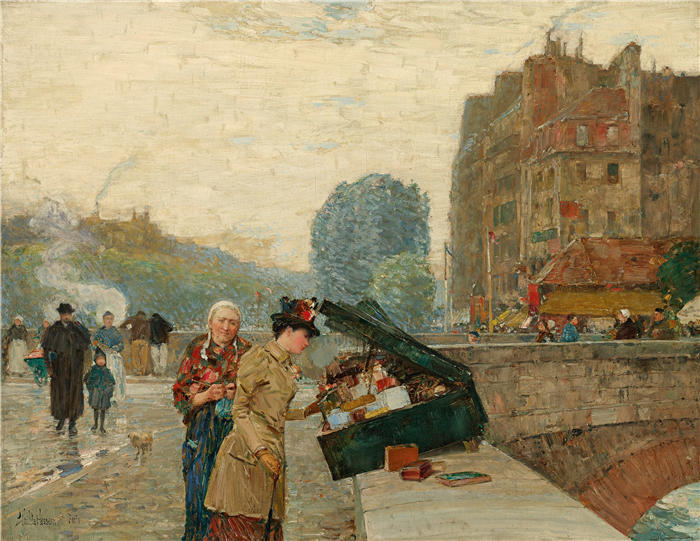 柴尔德·哈萨姆（Childe Hassam，美国画家）作品-《码头圣米歇尔 (1888)》高清下载
