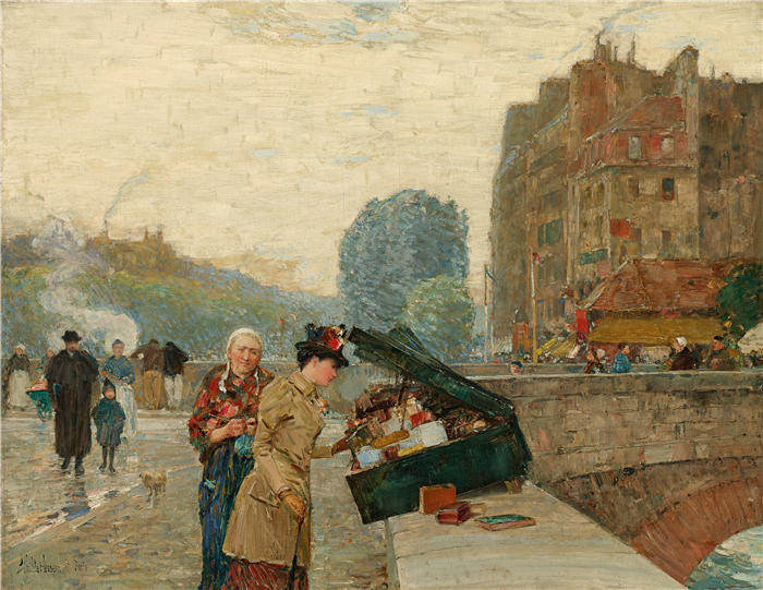 柴尔德·哈萨姆(Childe Hassam,美国画家)作品-《码头圣米歇尔 (1888)》高清下载