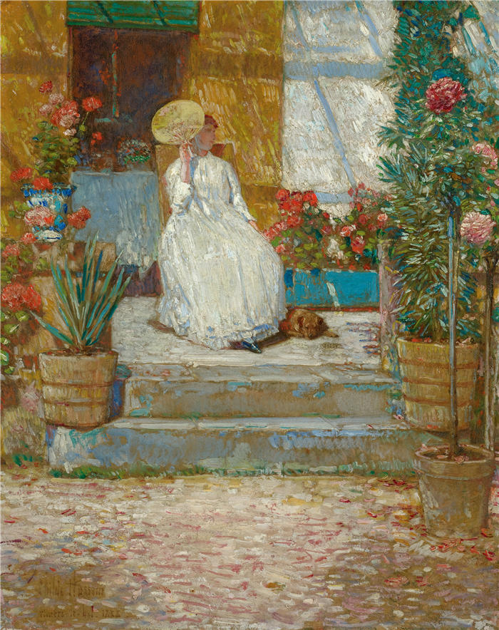 柴尔德·哈萨姆（Childe Hassam，美国画家）作品-《在阳光下 (1888)》高清下载
