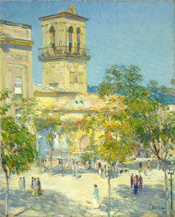 柴尔德·哈萨姆(Childe Hassam,美国画家)作品-《科尔多瓦大船长街(1910 年)》高清下载