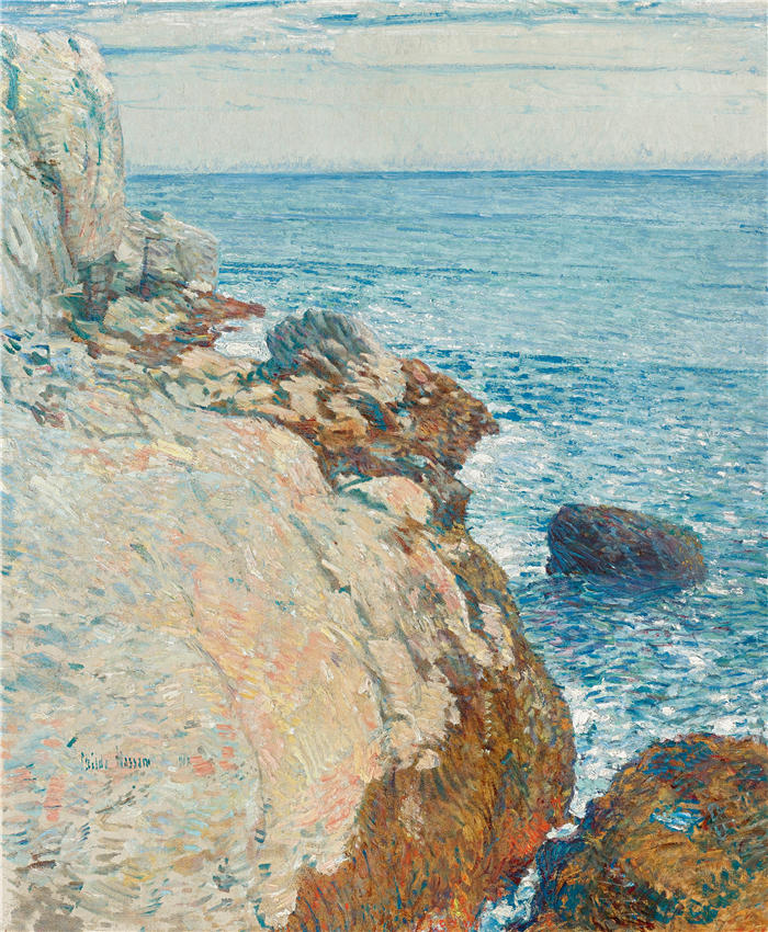 柴尔德·哈萨姆（Childe Hassam，美国画家）作品-《阿普尔多尔东岬角——浅滩群岛（1908 年）》高清下载