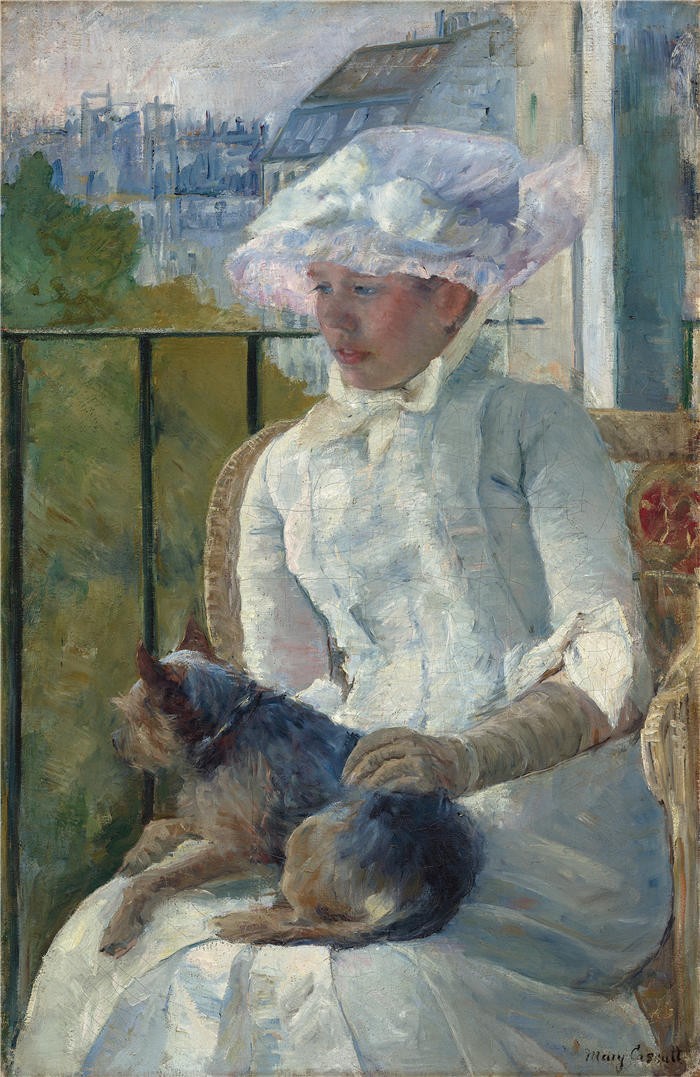 玛丽·卡萨特（Mary Cassatt，美国画家）作品–《窗前的少女（约 1883-1884）》高清下载