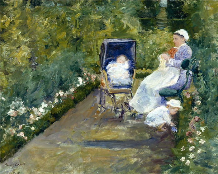 玛丽·卡萨特(Mary Cassatt,美国画家)作品–《花园里的孩子(护士)》高清下载
