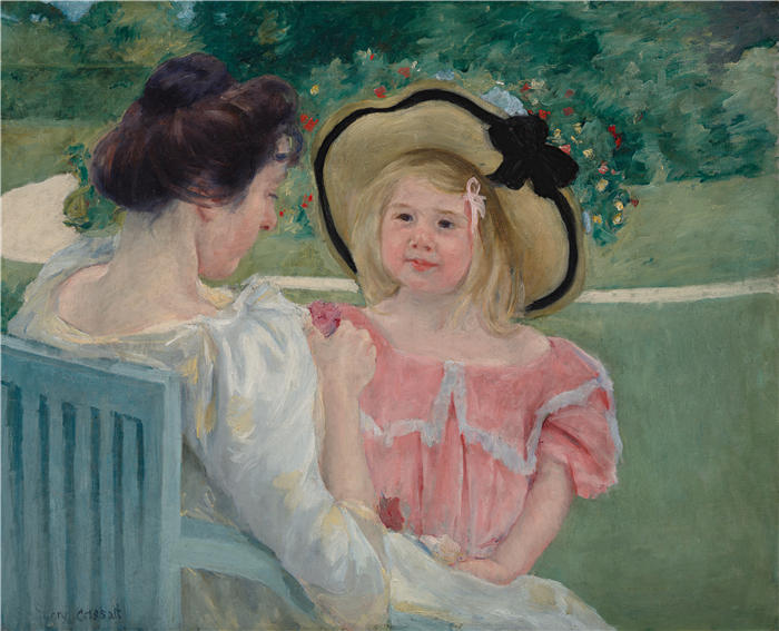 玛丽·卡萨特（Mary Cassatt，美国画家）作品–《在花园里 (1903)》高清下载