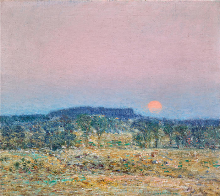 柴尔德·哈萨姆(Childe Hassam,美国画家)作品-《九月月出 (1900)》高清下载