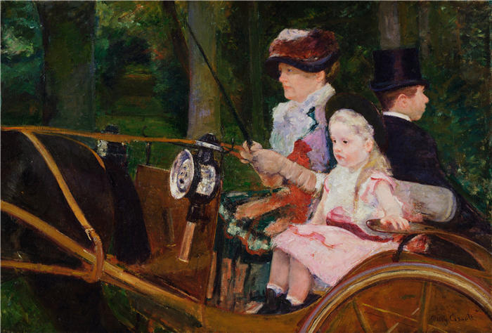 玛丽·卡萨特(Mary Cassatt,美国画家)作品–《一个女人和一个女孩开车》高清下载