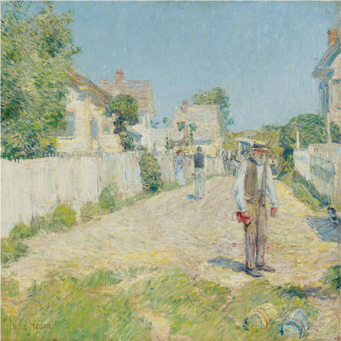柴尔德·哈萨姆(Childe Hassam,美国画家)作品-《格洛斯特街 (1896)》高清下载