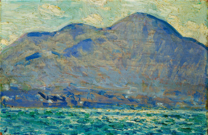 柴尔德·哈萨姆(Childe Hassam,美国画家)作品-《纽堡的灯塔山》高清下载