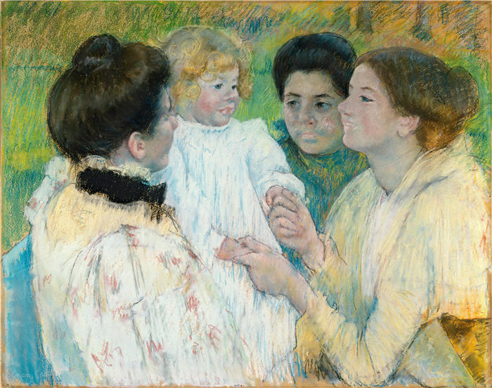 玛丽·卡萨特(Mary Cassatt,美国画家)作品–《欣赏孩子的女人 (1897)》高清下载