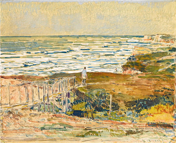 柴尔德·哈萨姆（Childe Hassam，美国画家）作品-《蒙托克渔夫 (1921)》高清下载