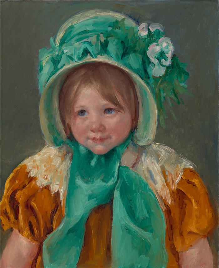 玛丽·卡萨特(Mary Cassatt,美国画家)作品–《戴绿色帽子的莎拉(约 1901 年)》高清下载