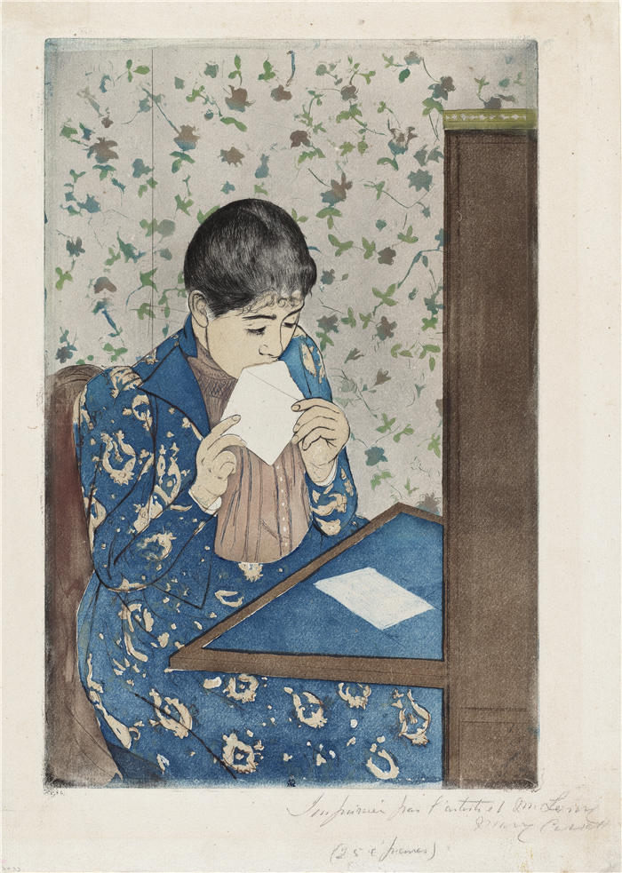玛丽·卡萨特（Mary Cassatt，美国画家）作品–《信（1890-1891）》高清下载