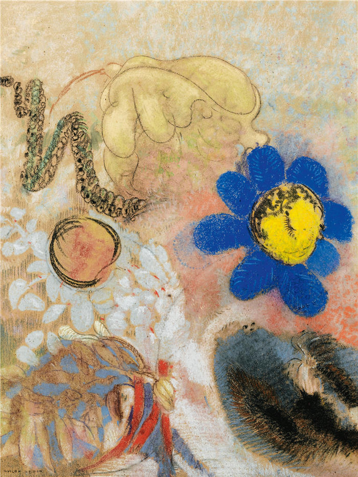 奥迪隆·雷顿（Odilon Redon，法国画家）作品-《水下植物群》高清下载