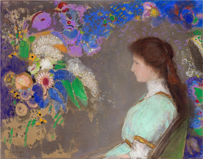 奥迪隆·雷顿（Odilon Redon，法国画家）作品-《维奥莱特·海曼 (1910)》高清下载