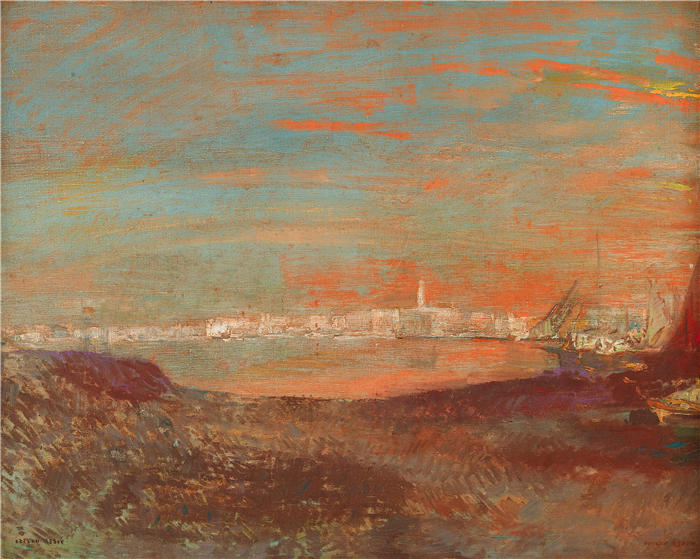 奥迪隆·雷顿（Odilon Redon，法国画家）作品-《意大利风景》高清下载