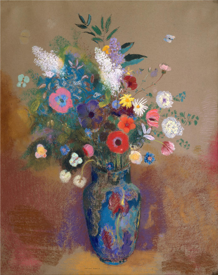 奥迪隆·雷顿（Odilon Redon，法国画家）作品-《花束（约 1900–1905）》高清下载