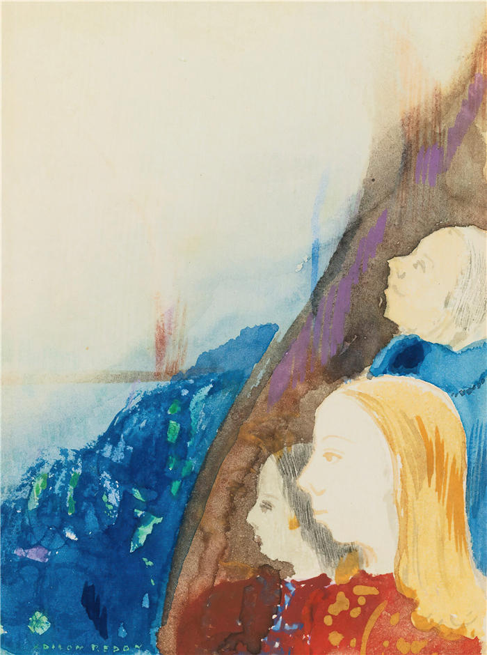 奥迪隆·雷顿（Odilon Redon，法国画家）作品-《沉思》高清下载