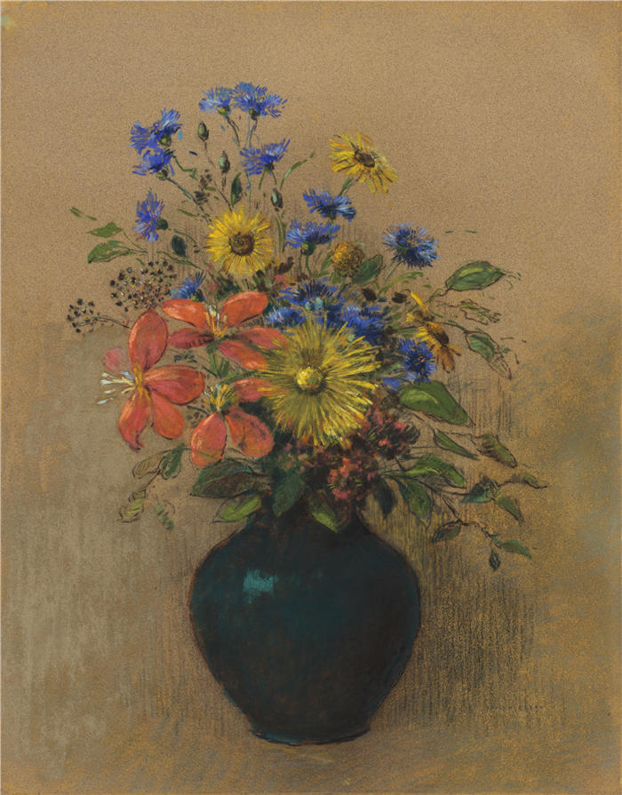 奥迪隆·雷顿（Odilon Redon，法国画家）作品-《野花（约 1905 年）》高清下载