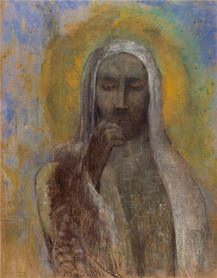奥迪隆·雷顿（Odilon Redon，法国画家）作品-《沉默的基督（1890-1907）》高清下载