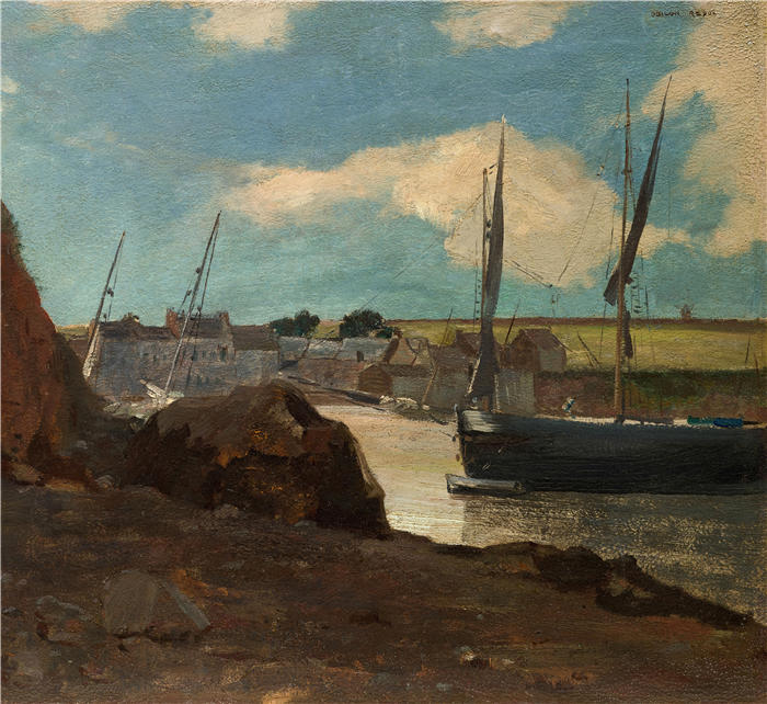 奥迪隆·雷顿（Odilon Redon，法国画家）作品-《莫尔加特港 (1882)》高清下载