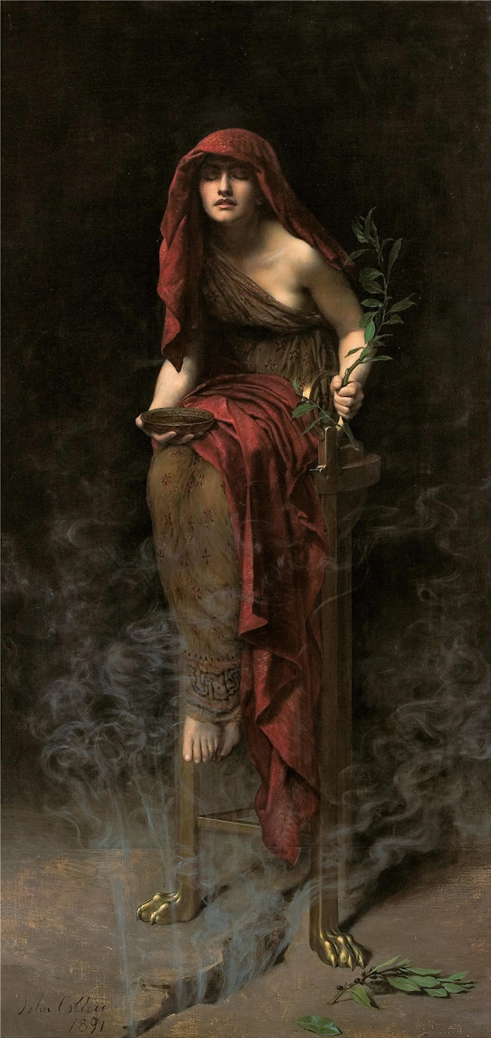 约翰·科利尔（ John Collier,英国画家）作品 –《德尔福女祭司 (1891)》高清下载