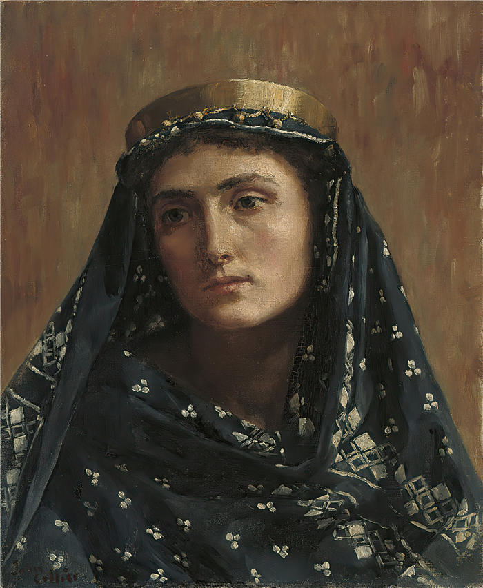 约翰·科利尔（ John Collier,英国画家）作品 –《一位身着东方服饰的女士的肖像》高清下载