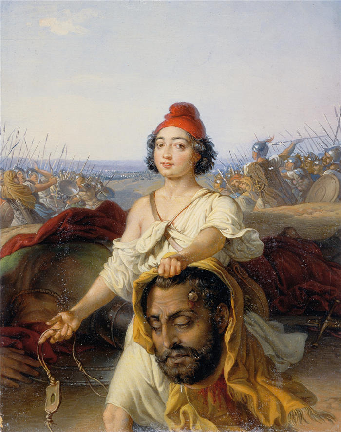 约翰·彼得·克拉夫特 (Johann Peter Krafft，奥地利画家) 作品-《大卫与歌利亚的头颅（1852 年之前）(1)》高清下载