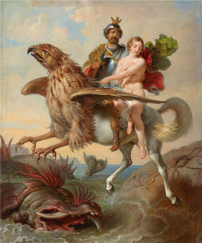约翰·彼得·克拉夫特 (Johann Peter Krafft，奥地利画家) 作品-《吕迪格和当归 (1842)》高清下载