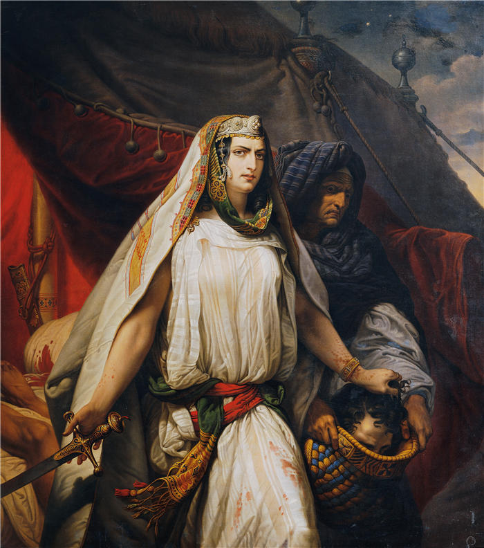 约翰·彼得·克拉夫特 (Johann Peter Krafft，奥地利画家) 作品-《犹滴与何乐弗尼的首领（1851 年之前）》高清下载